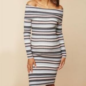 Pink gray and white maternity dress